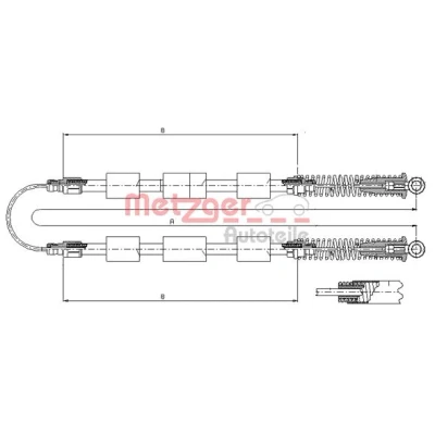 Afbeelding van METZGER 321.20 Handremkabel Achter 2670, 1123/1123 Trommelrem COFLE FIAT: Seicento / 600 Hatchback