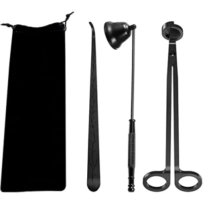 Afbeelding van 3 in 1 kaars gereedschap set, lont trimmer, snijder, Snuffer, lonten Dipper accessoire set zwart