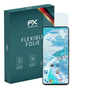 Afbeelding van atFoliX Beschermfolie compatibel met Motorola Edge 50 Pro Folie, ultra duidelijk en flexibel FX Schermbeschermer (3X)
