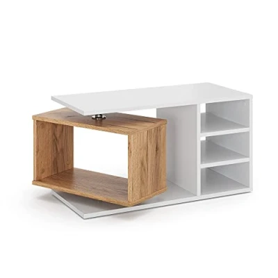 Afbeelding van Vicco Salontafel &quot;Rafi&quot;, Wit/Eiken, 88 x 40 cm