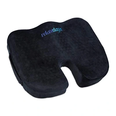 Afbeelding van Relaxdays ergonomisch zitkussen, memory foam met gel, kantoor, auto, rolstoel, drukverlagend, zwart