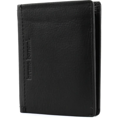 Afbeelding van bruno banani Leren Portemonnee Arizona Wallet High with Flap Black Zwart