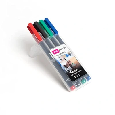 Afbeelding van PATboard modubooq Niet permanente marker pen set 4x Rood, groen, zwart (0.6mm) &amp; blauw (2.5mm)