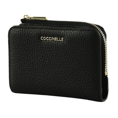 Afbeelding van COCCINELLE Leren portemonnee Metallic Soft Wallet Noir zwart
