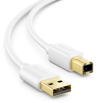 Afbeelding van deleyCON 1m USB 2.0 Datakabel Printer Kabel Scannerkabel A Stekker naar B voor Drukkers Scanner Wit