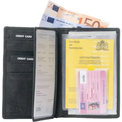 Afbeelding van Autopapieren mapje Leer Zwart (Hunter leer)