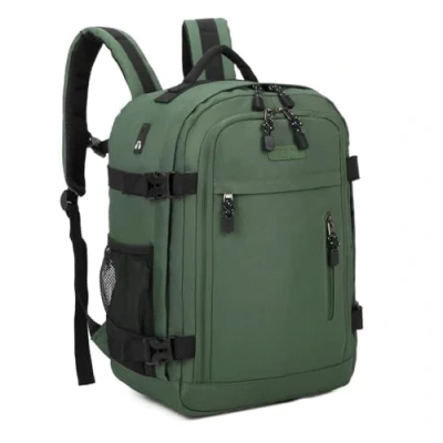 Afbeelding van RAYKONG Ryanair Cabinerugzak, 40 x 20 25 cm (20 l), waterdichte vliegtuigreisrugzak, robuuste handbagage, rugzak voor wandelen, school, werk, Groen, 40x20x25