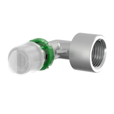 Afbeelding van SkinPress New Messing kniekoppeling 90 16 mm pers x 1/2&quot; bi.dr.