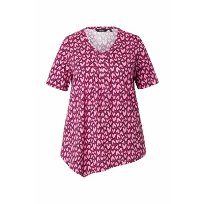 Afbeelding van Ulla Popken Short Sleeve TEE Tshirt print, Dames, Maat: 42/44, Ruby