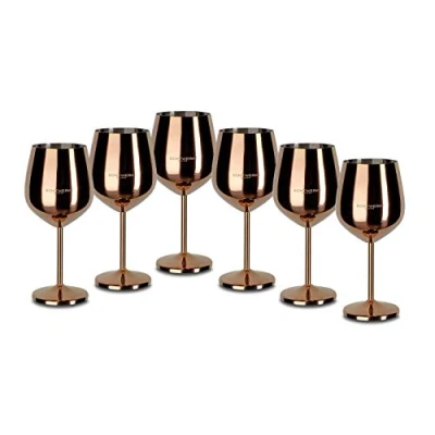Afbeelding van Onbreekbare wijnglazen/wijnkelk van roestvrij staal, wijnglasset, rode wijnglas, wijnproeverijglazen, campingglazen, cocktailglazen, robuust, onbreekbaar, Black Edition, 6 delig, 21 x 7,3 cm,