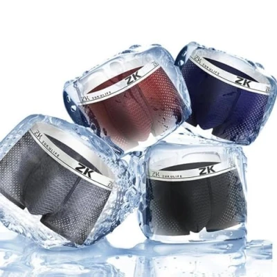 Afbeelding van ZUKULIFE Heren Ice Silk Boxer Mesh Slip, Zwart+blauw+grijs+koffie, L