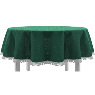 Afbeelding van Exclusiv heimtextil Classic tafelkleed met franjes, voor tuintafel, rond/ovaal/rechthoekig, 140 x 180 cm, ovaal, groen