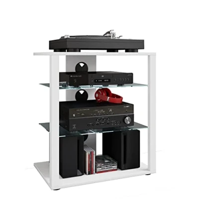 Afbeelding van VCM Hifi Meubelrek Kast Phono Plank Glas Media Folus