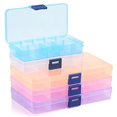 Afbeelding van Naler 5 x sorteerdoos, meerkleurige plastic doos, doos voor opslag, 10/15 variabele vakken