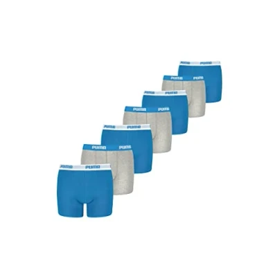 Afbeelding van PUMA Boxershorts voor jongens, kinderen, onderbroeken, ondergoed, verpakking van 7 stuks, blauw grijs, 158/164 cm