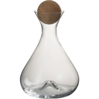 Afbeelding van J Line Gat Modern karaf decanteerkaraf + stop glas &amp; kurk transparant woonaccessoires