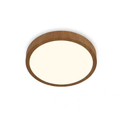Afbeelding van Briloner Leuchten plafondlamp LED, hout, warm wit licht, opbouwlamp, houtlook, Ø280x40 mm