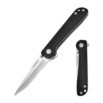 Afbeelding van TONIFE Rising Star Vouwmes Buitenmes met Zakclip, 8Cr14MoV Lemmet en G10 Handgreep voor Klein Mes Campingmes (Zwart + Satijn)