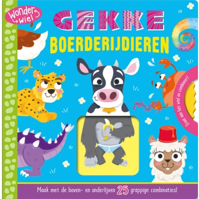 Afbeelding van Gekke boerderijdieren Wonderwiel: Maak met de boven en onderlijven 25 grappige combinaties