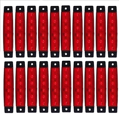 Afbeelding van KYYET LED Zijmarkeringslichten 6 2835 SMD Klaringslampen voor Truck Trailer RV Campervan Pickup Tractor Vrachtwagen SUV Boot 12V DC Shockproof (20 stuks rood)