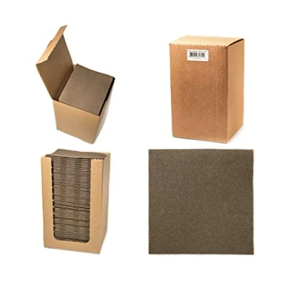 Afbeelding van Alvotex CHIC Airlaid 100 coctailservetten, 1/4 vouwen op stof, hoogwaardige wegwerpservet, bruin, 20x20 cm