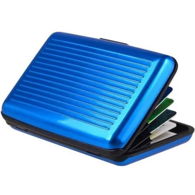 Afbeelding van RFID Creditkaarthouder Pasjeshouder Aluminium Portemonnee Pasjes Wallet Blauw Creditcard Case Visitiekaarthouder