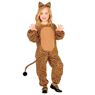 Afbeelding van Widmann Leeuw &amp; Tijger Luipaard Panter Kostuum Etosha Zuidelijk Afrika Kind Bruin, Zwart Maat 110 Carnavalskleding Verkleedkleding