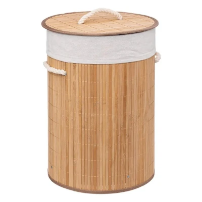 Afbeelding van 5Five Wasmand van bamboe 48 liter 35 x 50 cm met deksel