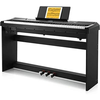 Afbeelding van Donner Huis Digitale piano, 88 gewogen toetsen, hameractie, full size elektrisch toetsenbord voor beginners met 3 pedalen en pianostandaard, echte piano touch, DEP 20S