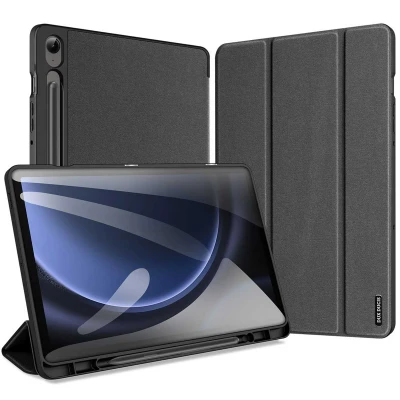 Afbeelding van Samsung Galaxy Tab S9 FE Hoes: Dux Ducis Domo Bookcase Zwart Kunstleder Tablet Hoezen