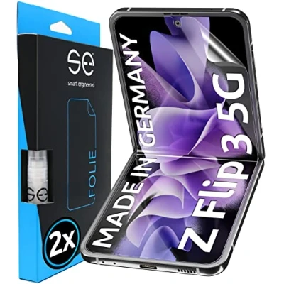 Afbeelding van smart engineered SE© voor Samsung Galaxy z Flip3 beschermfolie 2X folies in SET uit Duitsland, zflip 3 folie TPU technologie, als alternatief flip veiligheidsglas