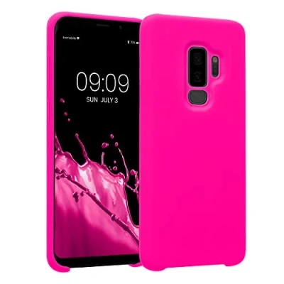 Afbeelding van kwmobile telefoonhoesje geschikt voor Samsung Galaxy S9 Plus Hoesje met siliconen coating Smartphone case in neon roze