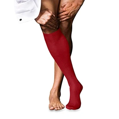 Afbeelding van FALKE Heren Kniekousen No. 10 M KH Katoen Lang eenkleurig 1 Paar, Rood (Cardinal 8156), 41 42