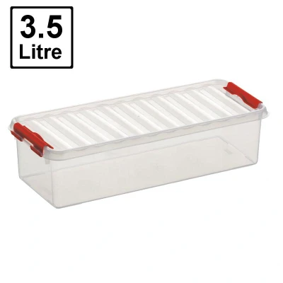 Afbeelding van SUNWARE Q Line Box 3,5 Liter 385 x 140 92 mm transparant/rood
