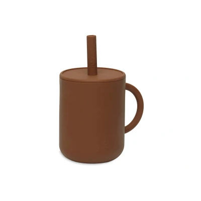 Afbeelding van Jollein siliconen rietjesbeker met rietje Caramel (270 ml)