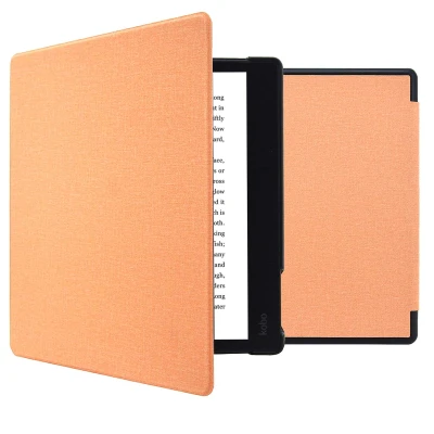 Afbeelding van Kobo Elipsa 2E Hoes: iMoshion Canvas Sleepcover Bookcase met stand Peach Kunstleder E Reader Hoezen