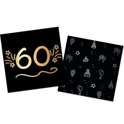 Afbeelding van Folat Servetten shining glam 60 jaar 16 stuks 33 x cm