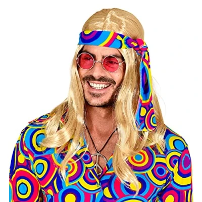 Afbeelding van W WIDMANN MILANO Party Fashion Pruik jaren 70 Disco Fever met hoofdband, kunsthaarpruik, Flower Power, Reggae, themafeest, carnaval