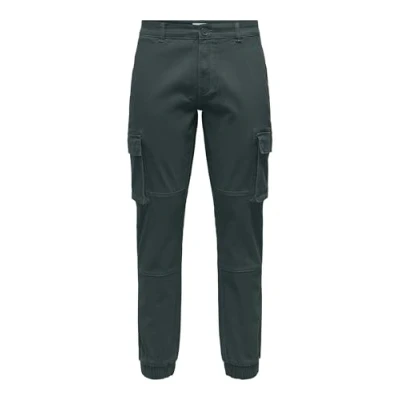 Afbeelding van ONLY &amp; SONS Cargobroek voor heren, Darkest Spruce, 29W x 34L