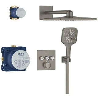 Afbeelding van Grohe grohtherm smartcontrol 3x comfortset 310 vierkant hard graphite geborsteld 34864al0