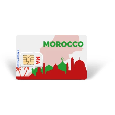 Afbeelding van Simkaart Marokko Unlimited Data + Onbeperkt Bellen Prepaid Met Snel 4G/5G Internet En Op Reis In Midden Oosten Airport Telecom
