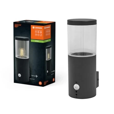 Afbeelding van LEDVANCE ENDURA CLASSIC EBRO WALL SEN Außenleuchte, Wandleuchte, dunkelgrau, Edelstahl, einfache &amp; schnelle Installation, IP44 Schutzklasse, Bewegungsmelder, Tageslichtsensor, rostfreier Stahl