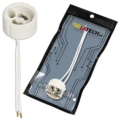 Afbeelding van ISOLATECH 1 stuks GU10 keramische fitting brandwerend met adereindhulzen LED spaarlampen (max.250V/2A) gloeilampen home installatie inbouw plafond armatuur keuken badkamer hittebestendig