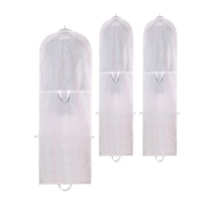 Afbeelding van TUKA i AKUT 3 Stuks Ademende Kledingtas 180 cm x 64 cm, Opvouwbare Beschermhoes Kledinghoes, Vervoeren/Langdurige Opslag voor Trouwjurken Avondjurken Pakken enz, Wit TKB1001 white 3x