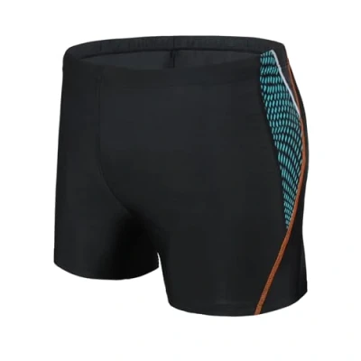Afbeelding van AMZSPORT Zwembroek voor heren, zwemshorts zwembad, met trekkoord, zwarte fragmenten, L
