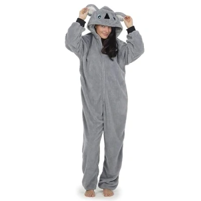 Afbeelding van CityComfort Rompertjes voor dames en tieners. Pluizige fleece loungekleding, pyjama, alles in één rompertje met capuchon, dames, Grijs (Koala Grey), Koala, XL