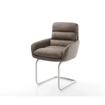 Afbeelding van sledemodel Abelia Flex met armleuning rond roestvrij staal taupe vintage
