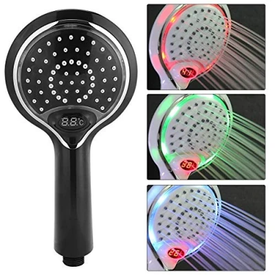 Afbeelding van Nikou LED Douchekop Handheld 3 Kleuren Veranderende Watervoeding, met Temperatuursensor, Digitaal Display Temperatuurregeling Douche Spuit (Kleur: Zwart)