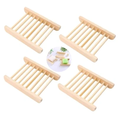 Afbeelding van DXIA Bamboe Zeepbakje, Houten Zeepschaal,Zeepschaaltje van Natuurlijk Hout,Zeephouder,Zeepbakje Schotel,Houten Zeephouder voor in de Douche, Badkamer of Keuken (4 pcs)