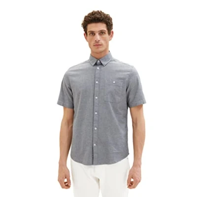 Afbeelding van TOM TAILOR Uomini Overhem 1034892, 28941 Navy Chambray, XXL